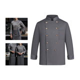 Maxbell Chef Jacket Waiter Gray Wear Resistant Chef Coat for Kitchen XL