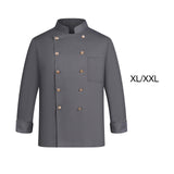 Maxbell Chef Jacket Waiter Gray Wear Resistant Chef Coat for Kitchen XL
