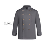 Maxbell Chef Jacket Waiter Gray Wear Resistant Chef Coat for Kitchen XL