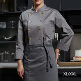Maxbell Chef Jacket Waiter Gray Wear Resistant Chef Coat for Kitchen XL
