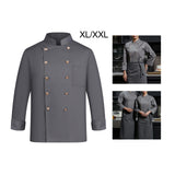 Maxbell Chef Jacket Waiter Gray Wear Resistant Chef Coat for Kitchen XL