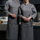 Maxbell Chef Jacket Waiter Gray Wear Resistant Chef Coat for Kitchen XL