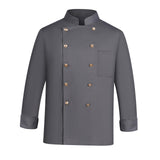 Maxbell Chef Jacket Waiter Gray Wear Resistant Chef Coat for Kitchen XL