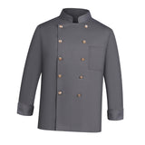 Maxbell Chef Jacket Waiter Gray Wear Resistant Chef Coat for Kitchen XL