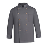 Maxbell Chef Jacket Waiter Gray Wear Resistant Chef Coat for Kitchen XL