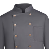 Maxbell Chef Jacket Waiter Gray Wear Resistant Chef Coat for Kitchen XL