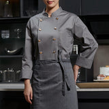 Maxbell Chef Jacket Waiter Gray Wear Resistant Chef Coat for Kitchen XL