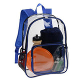Maxbell PVC Clear Backpack Book Bag Hiking with Pocket Workplace Transparent Bag Blue