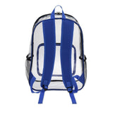Maxbell PVC Clear Backpack Book Bag Hiking with Pocket Workplace Transparent Bag Blue