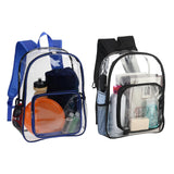 Maxbell PVC Clear Backpack Book Bag Hiking with Pocket Workplace Transparent Bag Blue