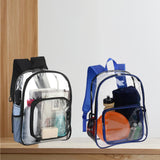 Maxbell PVC Clear Backpack Book Bag Hiking with Pocket Workplace Transparent Bag Blue