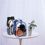 Maxbell PVC Clear Backpack Book Bag Hiking with Pocket Workplace Transparent Bag Blue