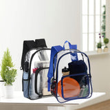 Maxbell PVC Clear Backpack Book Bag Hiking with Pocket Workplace Transparent Bag Blue