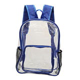 Maxbell PVC Clear Backpack Book Bag Hiking with Pocket Workplace Transparent Bag Blue