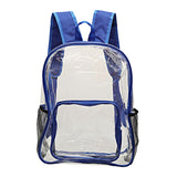 Maxbell PVC Clear Backpack Book Bag Hiking with Pocket Workplace Transparent Bag Blue