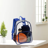 Maxbell PVC Clear Backpack Book Bag Hiking with Pocket Workplace Transparent Bag Blue