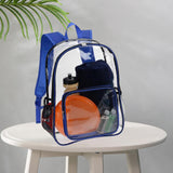 Maxbell PVC Clear Backpack Book Bag Hiking with Pocket Workplace Transparent Bag Blue