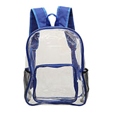 Maxbell PVC Clear Backpack Book Bag Hiking with Pocket Workplace Transparent Bag Blue