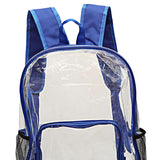 Maxbell PVC Clear Backpack Book Bag Hiking with Pocket Workplace Transparent Bag Blue