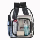 Maxbell PVC Clear Backpack Book Bag Hiking with Pocket Workplace Transparent Bag Black
