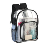 Maxbell PVC Clear Backpack Book Bag Hiking with Pocket Workplace Transparent Bag Black