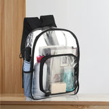Maxbell PVC Clear Backpack Book Bag Hiking with Pocket Workplace Transparent Bag Black