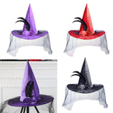 Maxbell Witch Women Hat Wide Brim Headgear Pointed Top for Halloween Party Red