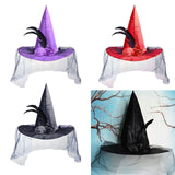 Maxbell Witch Women Hat Wide Brim Headgear Pointed Top for Halloween Party Red