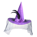 Maxbell Witch Women Hat Wide Brim Headgear Pointed Top for Halloween Party Purple