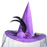 Maxbell Witch Women Hat Wide Brim Headgear Pointed Top for Halloween Party Purple