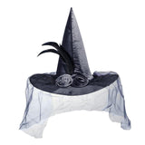 Maxbell Witch Women Hat Wide Brim Headgear Pointed Top for Halloween Party Black