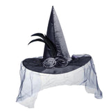 Maxbell Witch Women Hat Wide Brim Headgear Pointed Top for Halloween Party Black