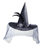 Maxbell Witch Women Hat Wide Brim Headgear Pointed Top for Halloween Party Black