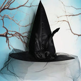 Maxbell Witch Women Hat Wide Brim Headgear Pointed Top for Halloween Party Black