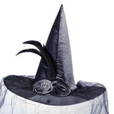 Maxbell Witch Women Hat Wide Brim Headgear Pointed Top for Halloween Party Black