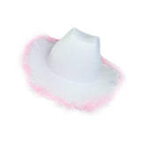 Maxbell Cowboy Hat Fedoras Caps for Music Festival Concerts Costumes Accessories white