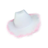 Maxbell Cowboy Hat Fedoras Caps for Music Festival Concerts Costumes Accessories white