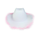 Maxbell Cowboy Hat Fedoras Caps for Music Festival Concerts Costumes Accessories white