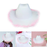 Maxbell Cowboy Hat Fedoras Caps for Music Festival Concerts Costumes Accessories white