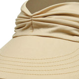 Maxbell Elastic Hollow Top Hats Women Summer Sun Visor Hat for Travel Outdoor Beach Beige