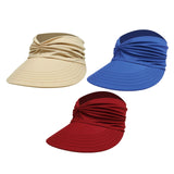 Maxbell Elastic Hollow Top Hats Women Summer Sun Visor Hat for Travel Outdoor Beach Beige