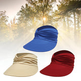 Maxbell Elastic Hollow Top Hats Women Summer Sun Visor Hat for Travel Outdoor Beach Beige