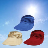 Maxbell Elastic Hollow Top Hats Women Summer Sun Visor Hat for Travel Outdoor Beach Beige