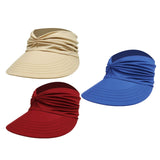 Maxbell Elastic Hollow Top Hats Women Summer Sun Visor Hat for Travel Outdoor Beach Beige