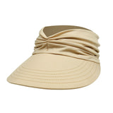 Maxbell Elastic Hollow Top Hats Women Summer Sun Visor Hat for Travel Outdoor Beach Beige