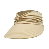 Maxbell Elastic Hollow Top Hats Women Summer Sun Visor Hat for Travel Outdoor Beach Beige