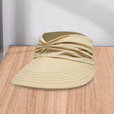 Maxbell Elastic Hollow Top Hats Women Summer Sun Visor Hat for Travel Outdoor Beach Beige