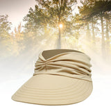 Maxbell Elastic Hollow Top Hats Women Summer Sun Visor Hat for Travel Outdoor Beach Beige