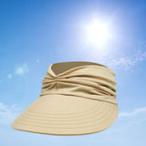 Maxbell Elastic Hollow Top Hats Women Summer Sun Visor Hat for Travel Outdoor Beach Beige