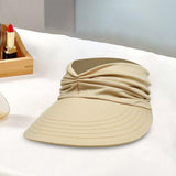 Maxbell Elastic Hollow Top Hats Women Summer Sun Visor Hat for Travel Outdoor Beach Beige